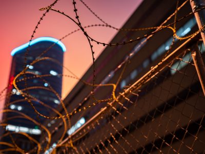 Razor Wire at Minneapolis Police Third Precinct, March 2021
