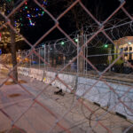 The Minneapolis Police 2nd precinct secured with razorwire during the Derek Chauvin murder trial.