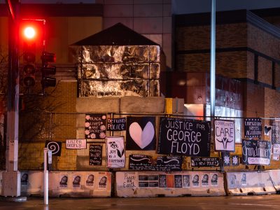 Minneapolis Police 3rd Precinct Fencing with Protest Signs