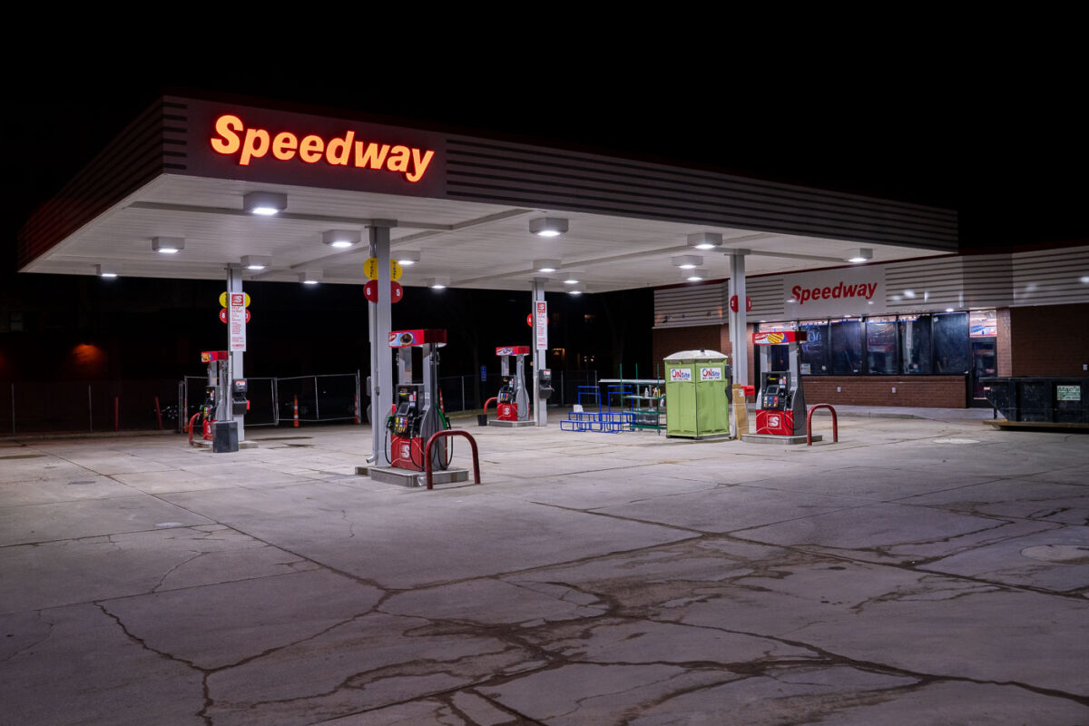 The Speedway gas station preparing to re-open after being rebuilt. The gas station burned during unrest over the May 2020 death of George Floyd.