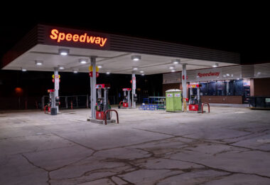 The Speedway gas station preparing to re-open after being rebuilt. The gas station burned during unrest over the May 2020 death of George Floyd.