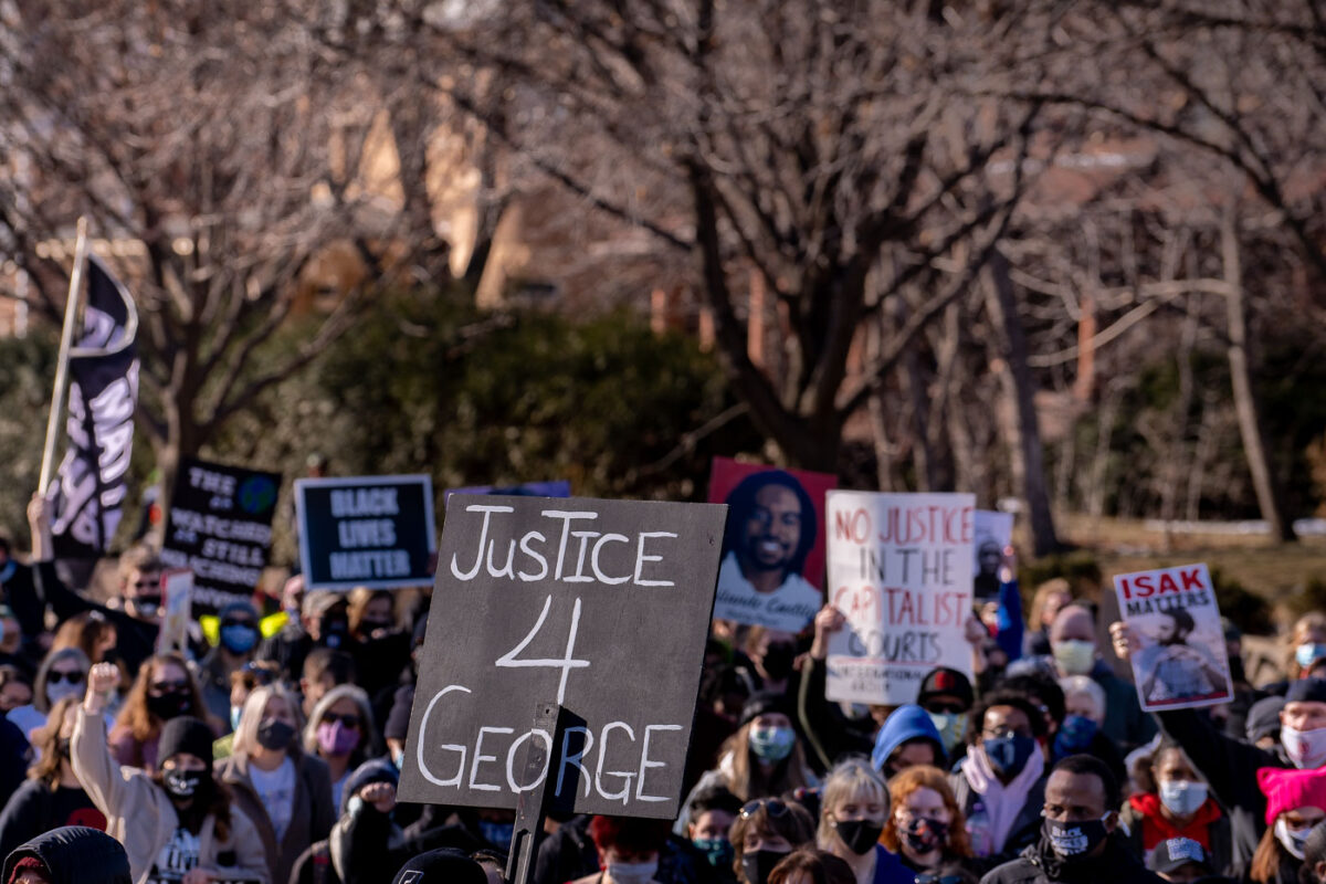 Protesters gather outside the mansion seeking justice and change for victims of police violence.