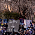 Protesters gather outside the mansion seeking justice and change for victims of police violence.