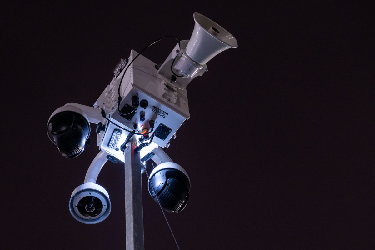 Mobile security cameras  located near the intersection of the Third Precinct.