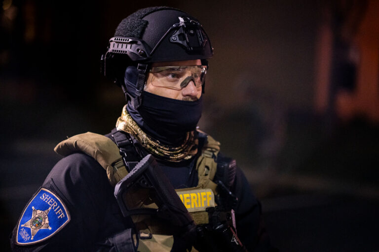 Anoka County Sheriff at Daunte Wright Protest 3 Protesters gather for the 5th straight day at the Brooklyn Center Police Department after 20-year old Daunte Wright was shot and killed by a Brooklyn Center Police on April 11th, 2020.