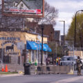 The National Guard outside a heavily fortified Minneapolis Police Fifth Precinct in South Minneapolis.