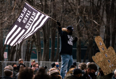 April 20, 2021 - Minneapolis -- A crowd gathered outside the Hennepin County Government Center celebrate the guilty verdict in the Derek Chauvin murder trial. Chauvin was found guilty on all 3 counts.