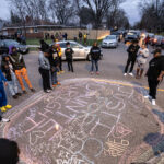 People gather to remember Daunte Wright shortly after his death.