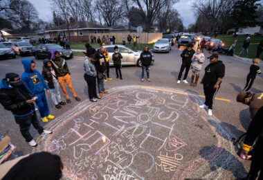 People gather to remember Daunte Wright shortly after his death.