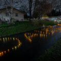 Candles at the Daunte Wright Memorial on April 14, 2021.