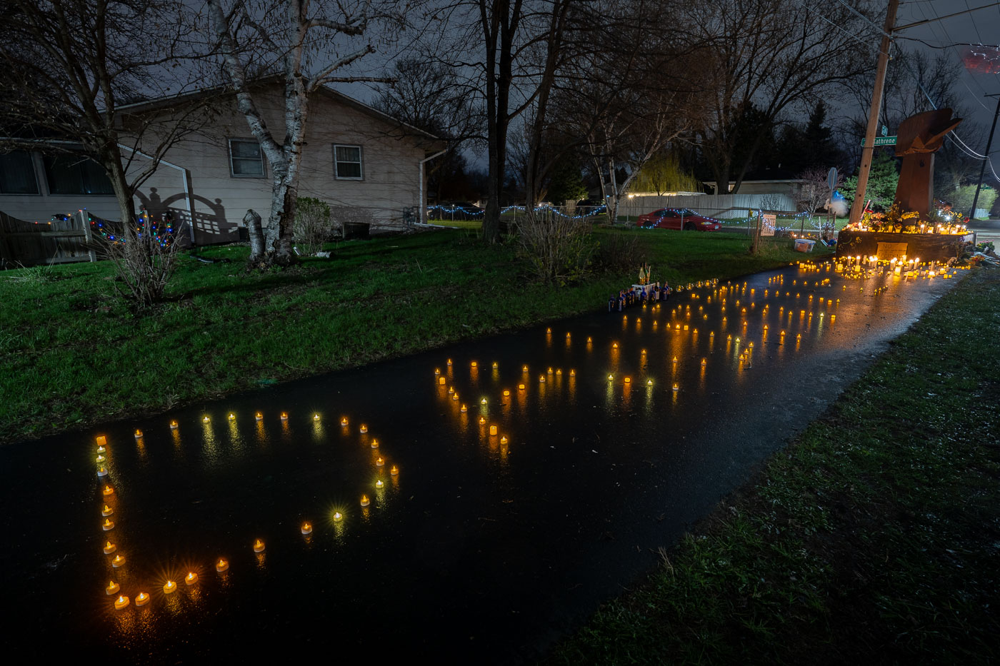 Daunte Wright Memorial with candles