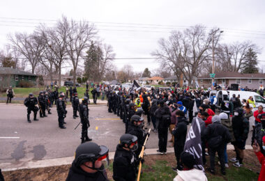 The community gathering in Brooklyn Center after the Brooklyn Center Police shot and killed Daunte Wright.