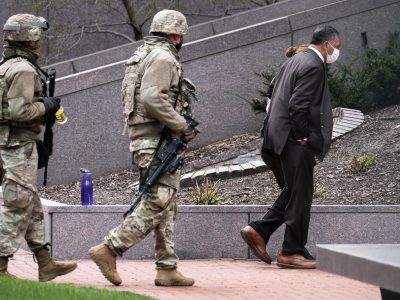 Jesse Jackson arrives at Hennepin County Courthouse during Chauvin trial