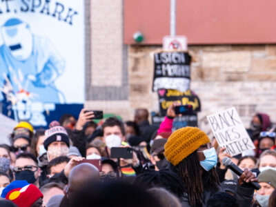 Marcia Howard speaks at George Floyd Square after Chauvin verdict