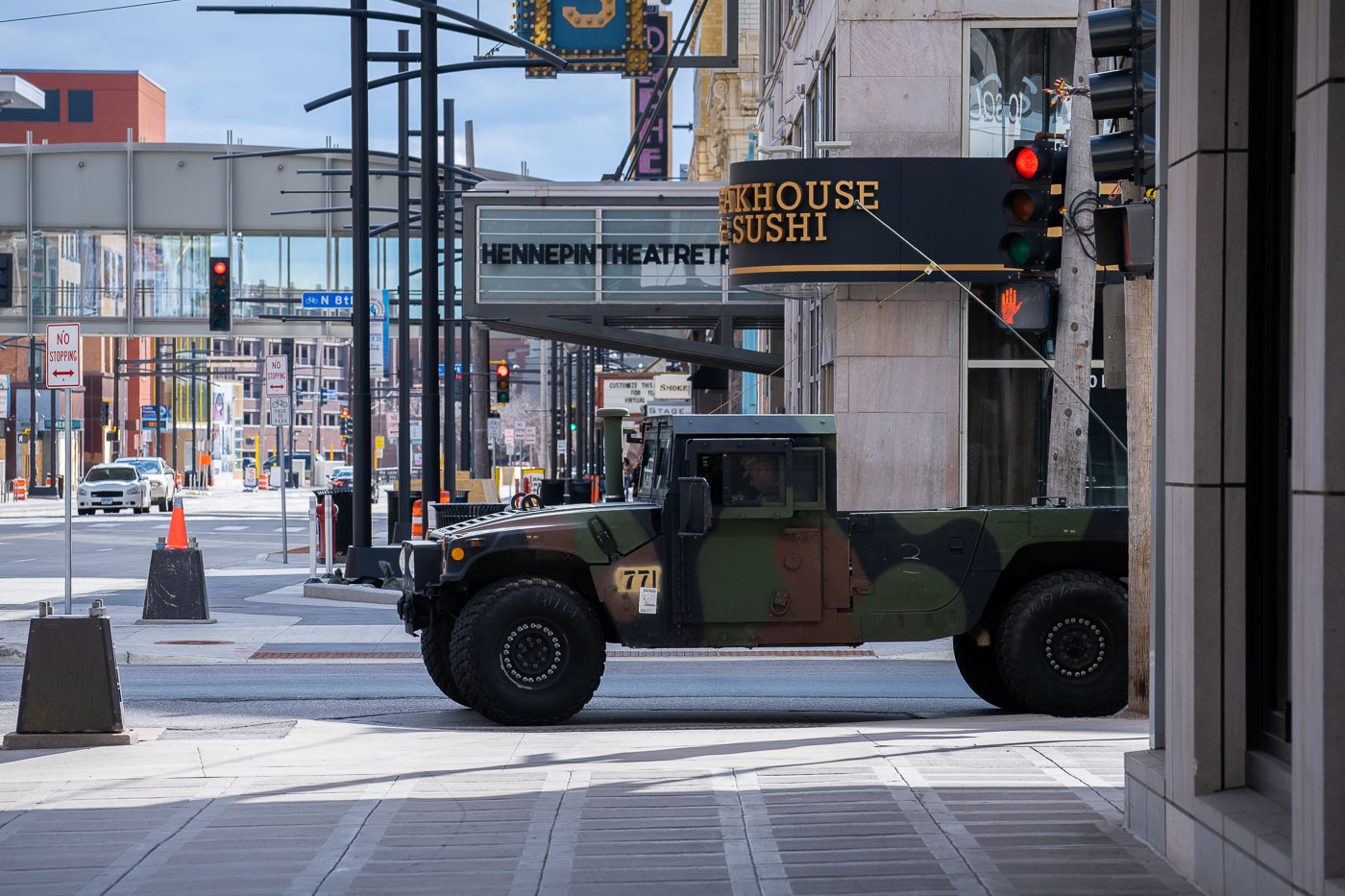 Military on Hennepin Ave in Minneapolis