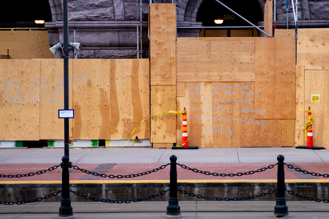 Minneapolis City Hall Boarded Up during Chauvin Trial