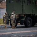 The National Guard outside the Brooklyn Center Police Department.