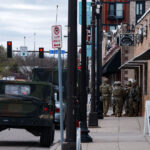The National Guard standing on the streets of North Minneapolis after Brooklyn Center Police Officer Kim Potter shot and killed 20 year old Daunte Wright.