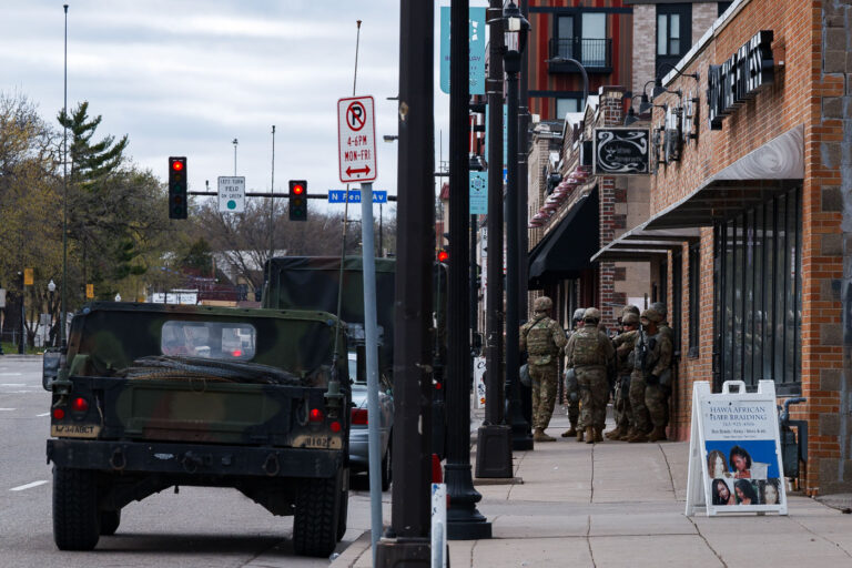 National Guard in North Minneapolis after Daunte Wright killing 2 The National Guard standing on the streets of North Minneapolis after Brooklyn Center Police Officer Kim Potter shot and killed 20 year old Daunte Wright.
