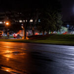 National Guard vehicles depart staging area in Brooklyn Center.