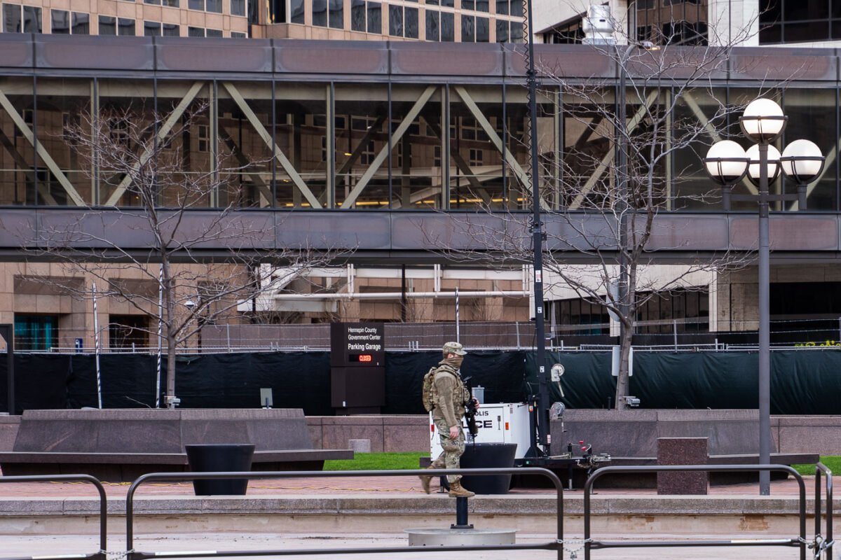 National Guardsman at Courthouse during Chauvin trial