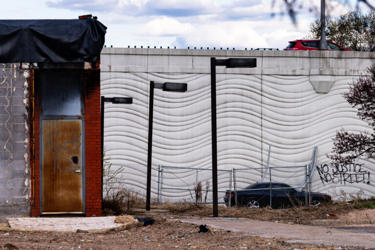 No Justice No Streets on 35W 1 "No Justice, No Street!" written on the side of 35W as seen from a former post office.