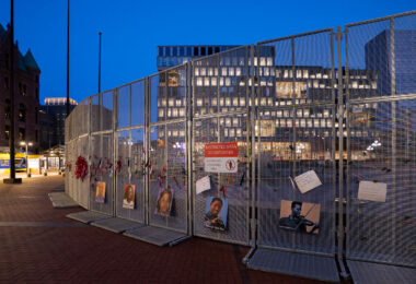 Security fencing around the Hennepin County Government Center.