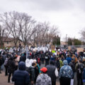 Protesters outside the Brooklyn Center Police Department after Daunte Wright was killed on April 11th, 2021.