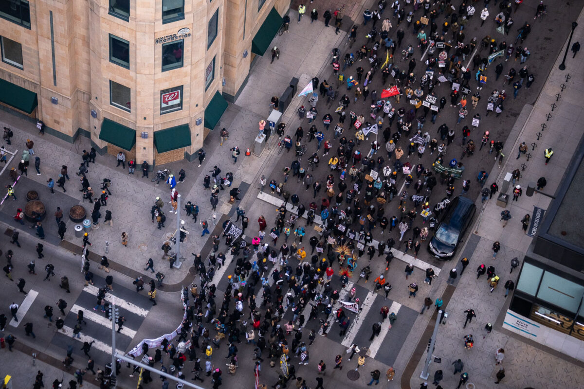 On the day the Derek Chauvin murder trial was handed over to the jury hundreds marched through downtown Minneapolis continuing the year long protests asking for justice.