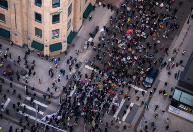 On the day the Derek Chauvin murder trial was handed over to the jury hundreds marched through downtown Minneapolis continuing the year long protests asking for justice.