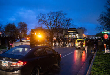 Protesters gather at the Brooklyn Center Police Department after 20-year old Daunte Wright was shot and killed by a Brooklyn Center Police on April 11th, 2020.