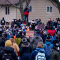 Protesters gather at the Brooklyn Center Police Department after 20-year old Daunte Wright was shot and killed by a Brooklyn Center Police on April 11th, 2020.