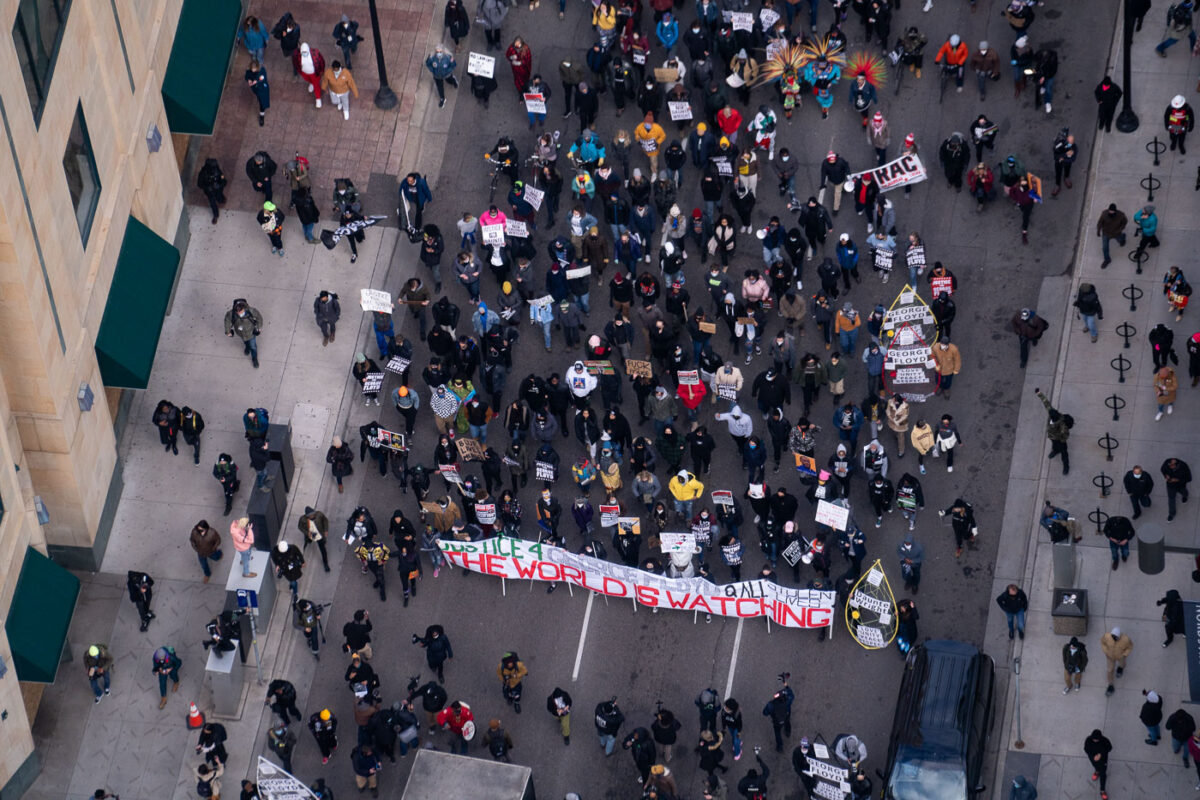 On the day the Derek Chauvin murder trial was handed over to the jury hundreds marched through downtown Minneapolis continuing the year long protests asking for justice.