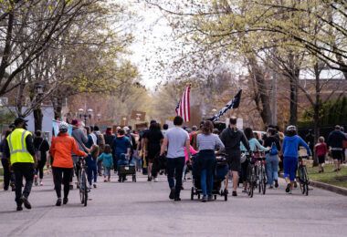 Protesters gather outside the residence of Governor Tim Walz to protest the treatment of protesters over the last week.