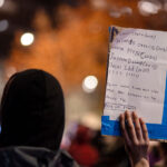 Protesters march through downtown Minneapolis during the Derek Chauvin murder trial.