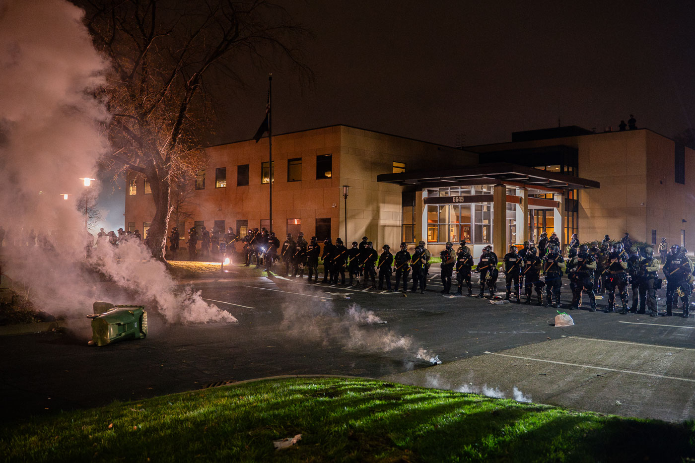 Riot police surround Brooklyn center police station