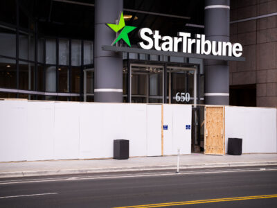 Star Tribune Building Boarded Up, Minneapolis
