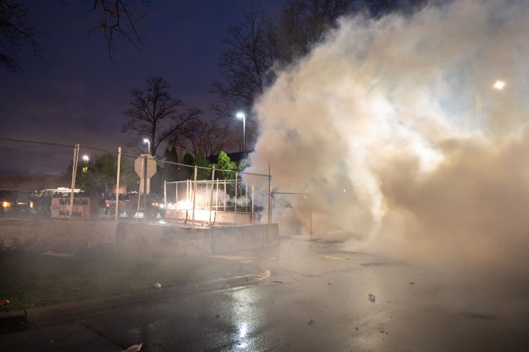 Tear Gas at Brooklyn Center Police Department in April 2021 3 Tear gas at Brooklyn Center Police Department in April 2021