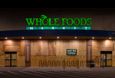 A Whole Foods store is boarded up in preparation for possible unrest over a verdict in the Derek Chauvin murder trial.