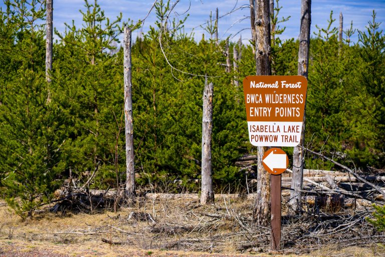 BWCA Wilderness Entry Sign at Isabella Lake 1 BWCA Wilderness entry sign at Isabella Lake along Powwow Trail.