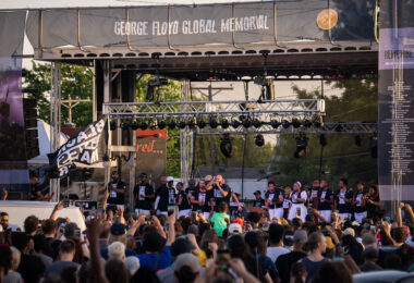 Grammy award winning Common performs the hit song “Glory” with Sound of Blackness at George Floyd Square on the 1-year anniversary of George Floyd’s murder.