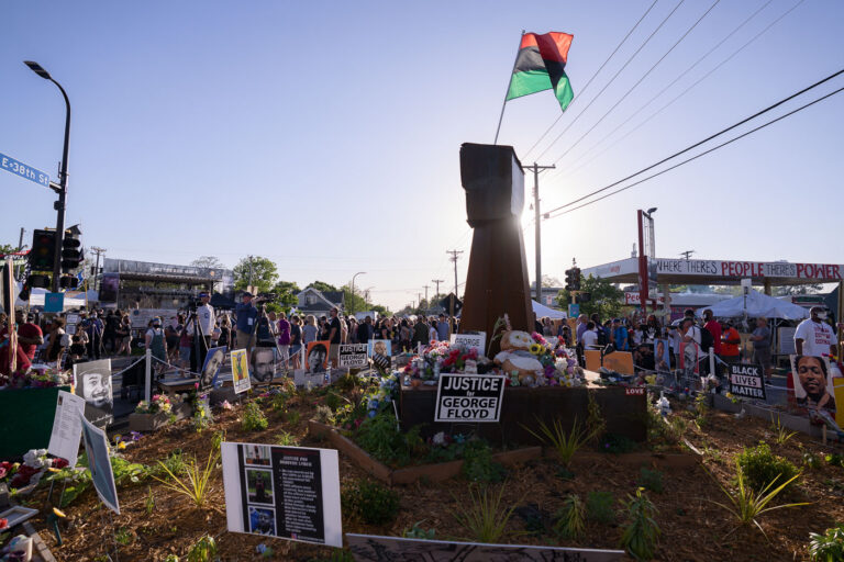 George Floyd Square Fist on 1 year anniversary 3 The fist at George Floyd Square during Rise and Remember 2021.