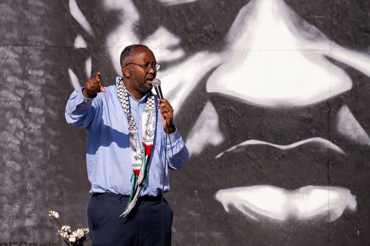 Jaylani Hussein(CAIR-MN) speaks at 38th and Chicago (George Floyd Square) on the 1-year anniversary of George Floyd’s murder.