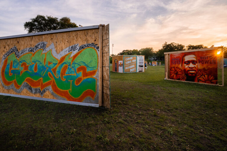 Memorialize The Movement exhibit in Minneapolis 2 Save the Boards to Memorialize the Movement exhibited 87 of the almost a thousand boards they've saved at Phelps Park, next to George Floyd Square.