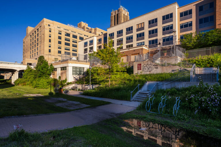 Midtown Sheraton from the Midtown Greenway 2 The former Midtown Sheraton Hotel in South Minneapolis.