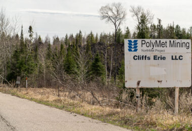 A sign at the PolyMet Mining NorthMet Project.