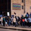 Those standing in solidarity with Palestine march through downtown Minneapolis.