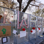 Security fencing around the Brooklyn Center Police Department following the death of Daunte Wright.