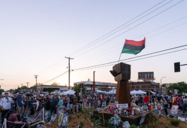 The community gathered at George Floyd Square on the 1 year anniversary of the murder of George Floyd.