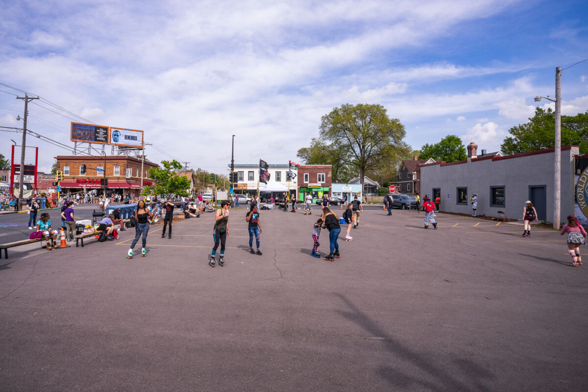 "Roll Skate Bounce" event at George Floyd Square.